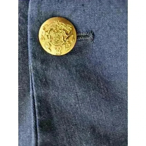 Talbots Classic Linen Blend Blazer Women's Size 2P Navy Nautical Career - Picture 2 of 8